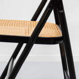 4 vintage wood folding chairs with cane seating