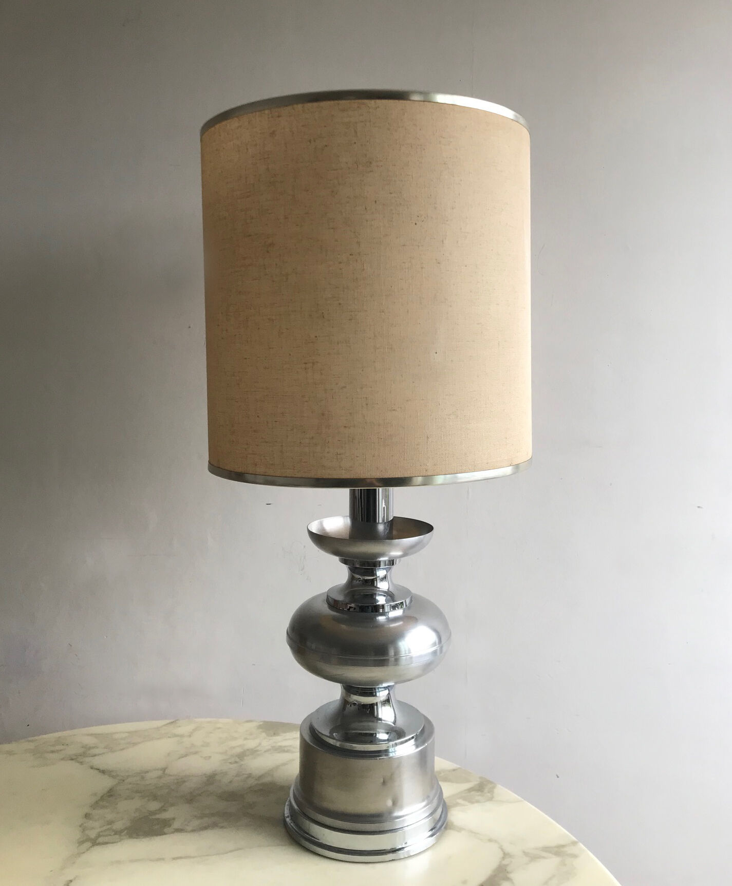 Matte metal and chrome lamp from the 1970s