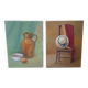 2 x huile sur toile nature morte tableau