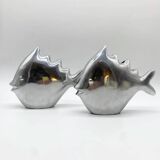 Pair of “Fish” vases / Cast aluminum – 1980s