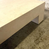 Large square inlay travertin coffee table