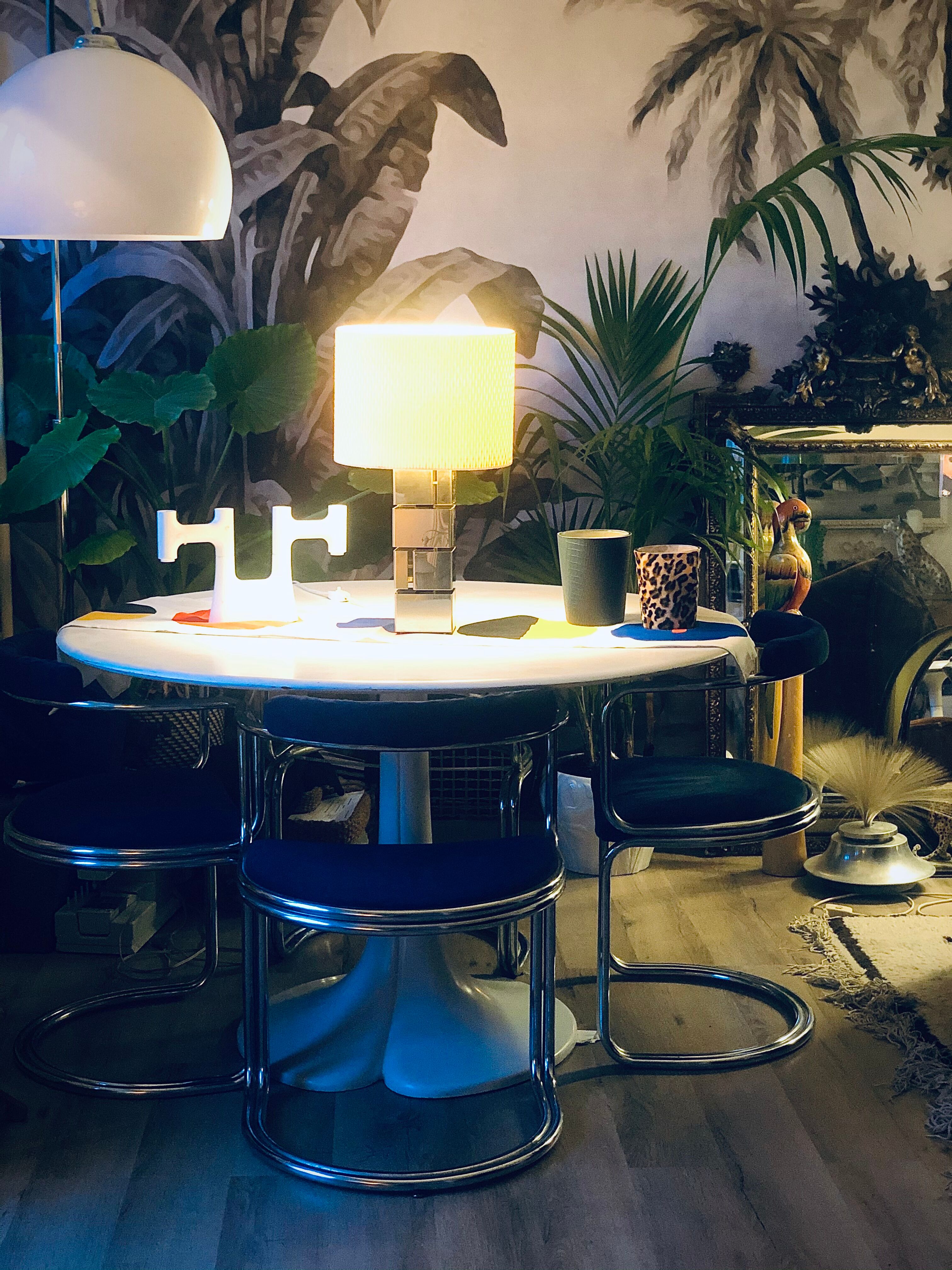 Modernist cubist Building table lamp by Curtis Jere