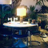 Modernist cubist Building table lamp by Curtis Jere