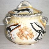 Tripod bonbonnière with "lascaux" decorations 1950-1960