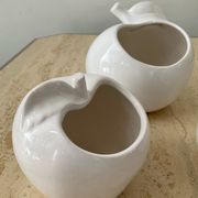 Trio of cache pot vintage apple glazed ceramic