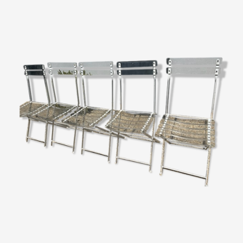 Set of 5 garden chairs design, der and plexi, folding