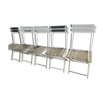 Set of 5 garden chairs design, der and plexi, folding