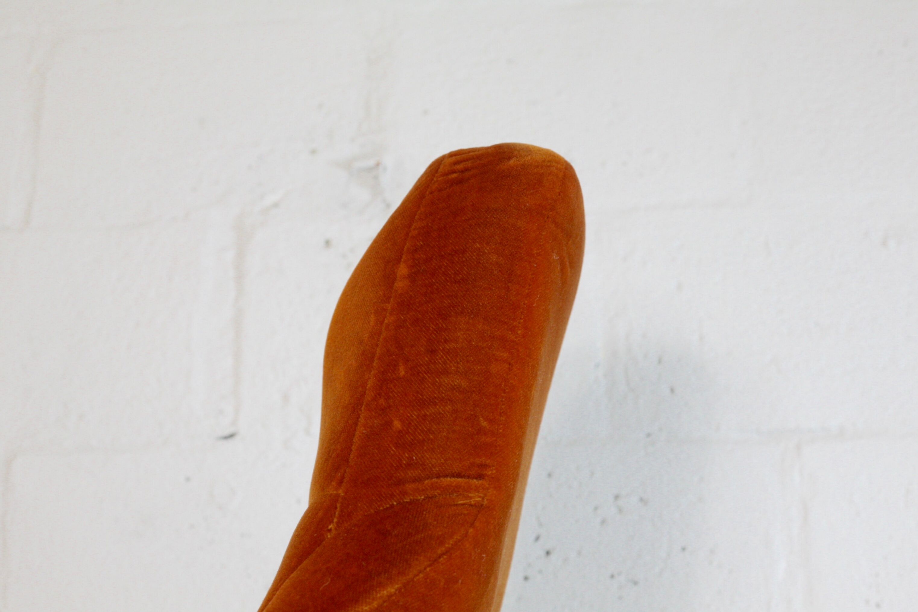 Space age chair, fiberglass, orange velvet, circa 1970s