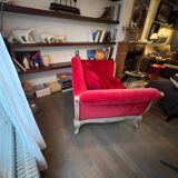 Red velvet sofa