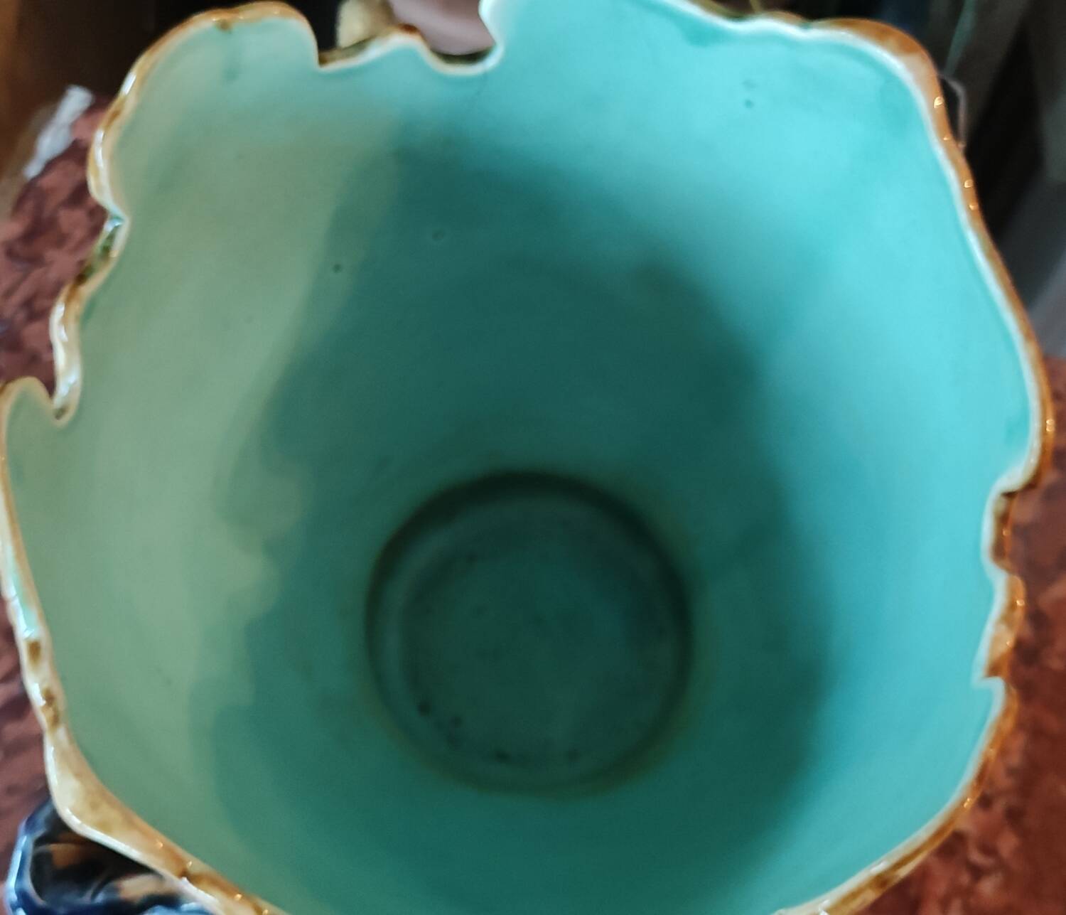 Old Cache Pot Barbotine Decor Warbler Bird Flowers Onnaing