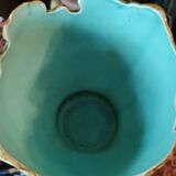 Old Cache Pot Barbotine Decor Warbler Bird Flowers Onnaing