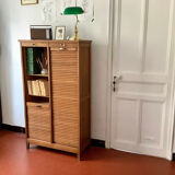 Double sliding curtain filing cabinet