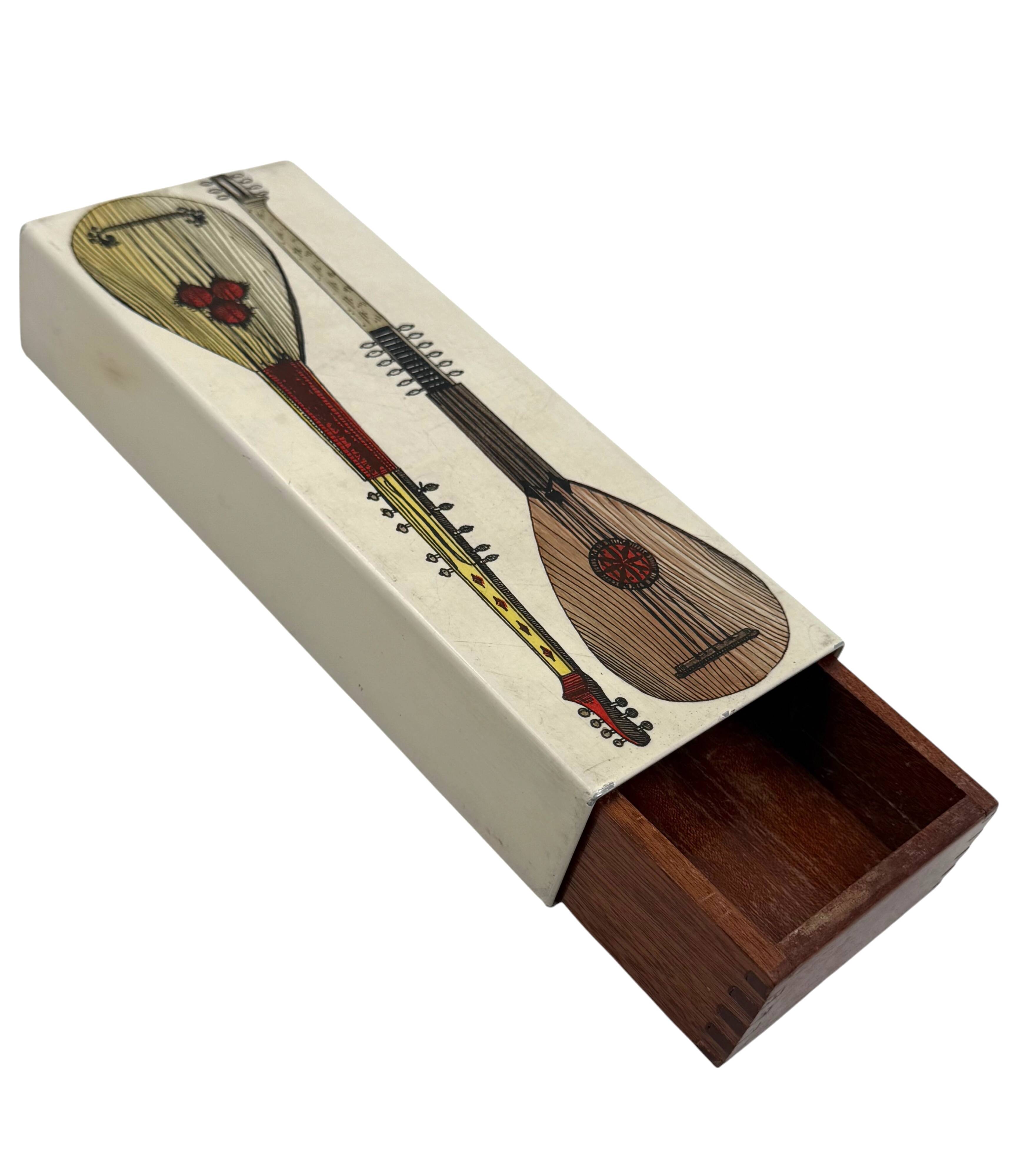 Piero Fornasetti, mandolins cigars Box, Milan Italy, ca. 1960s
