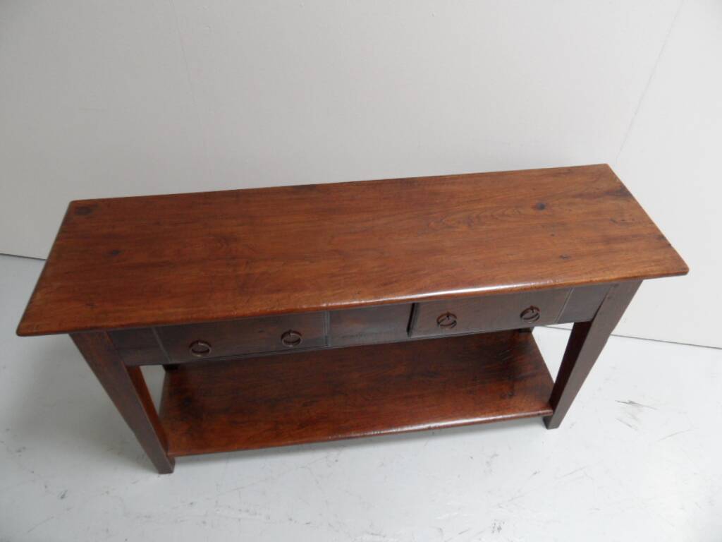 Table d'appoint en chêne ancien avec 2 tiroirs