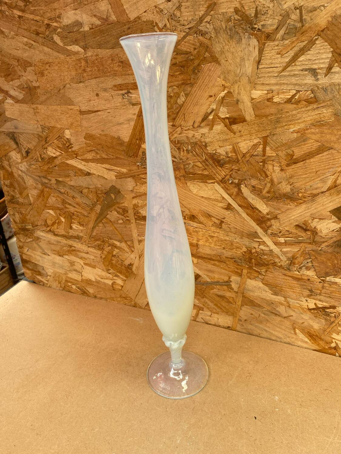 Antique White Opaline Soliflore Vase With Vintage Reflections