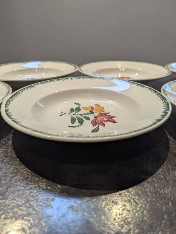 Lot 6 assiettes creuses anciennes Digoin Sarreguemines modèle Boby TBE