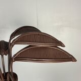 Pencil reed rattan bamboo palm tree coconut table lamp Maro Lopez style 70s