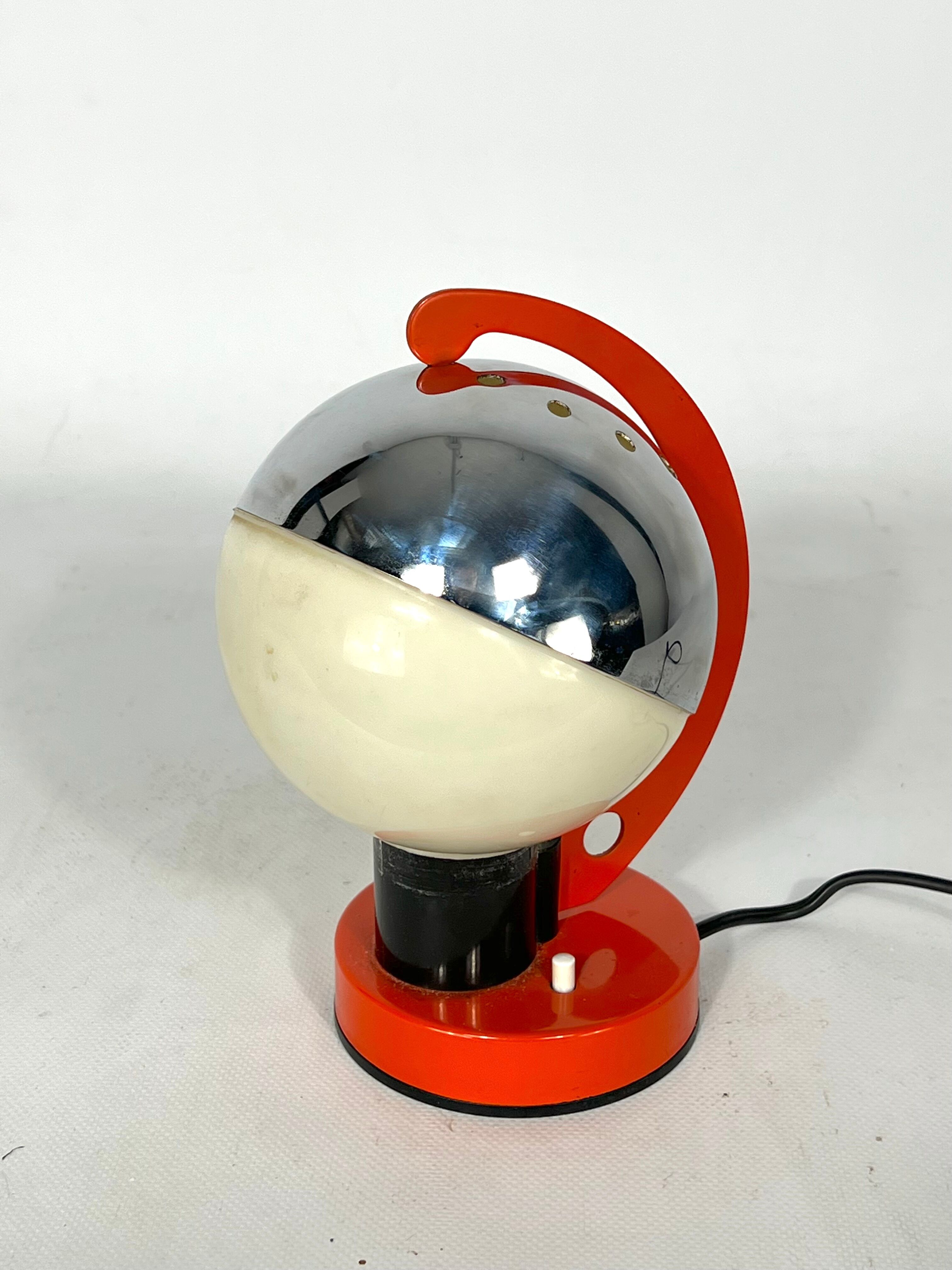 Space age Italian metal and plastic table lamp from 60s