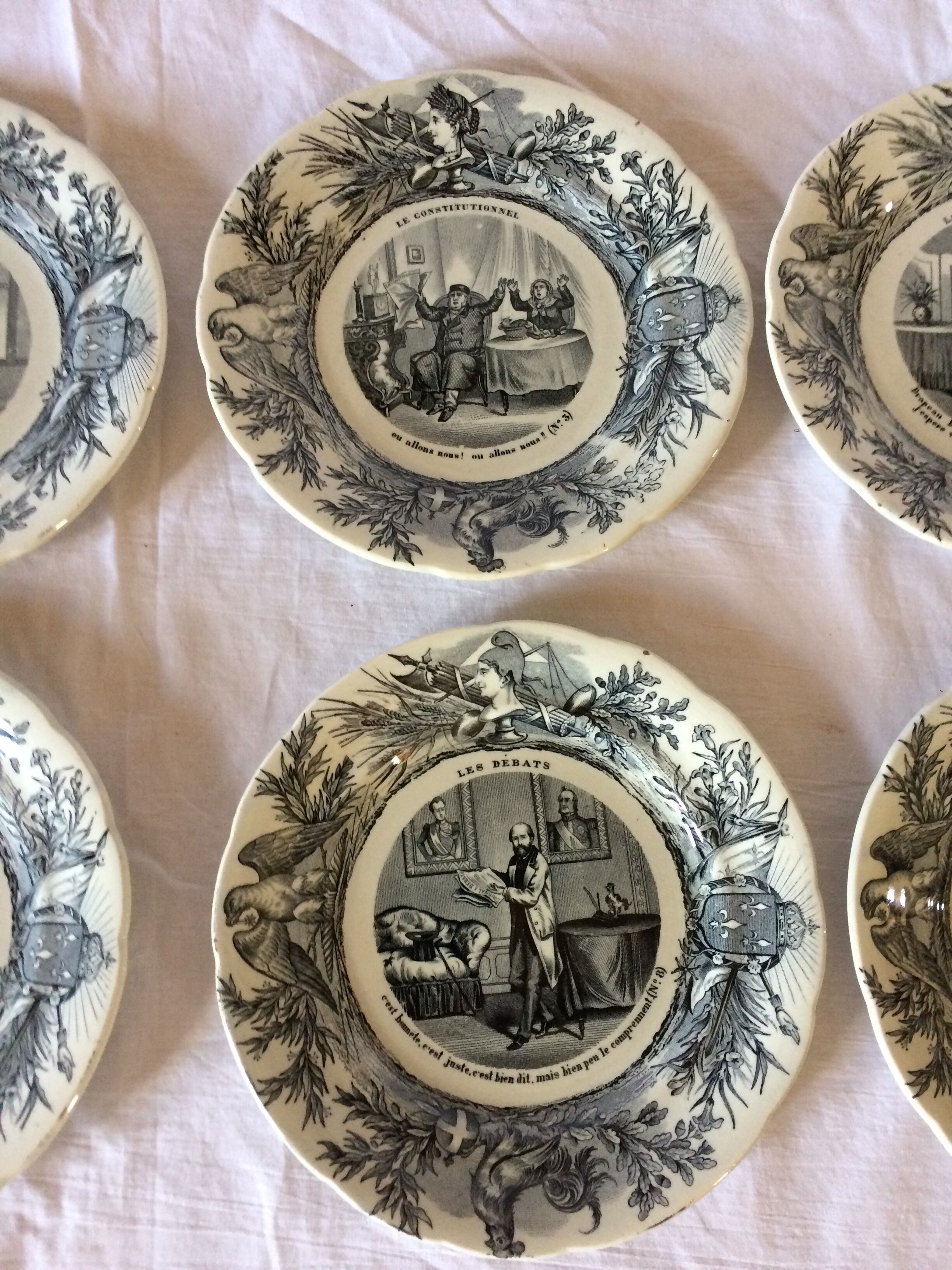 Série de 10 assiettes parlantes Choisy le Roi XIXe