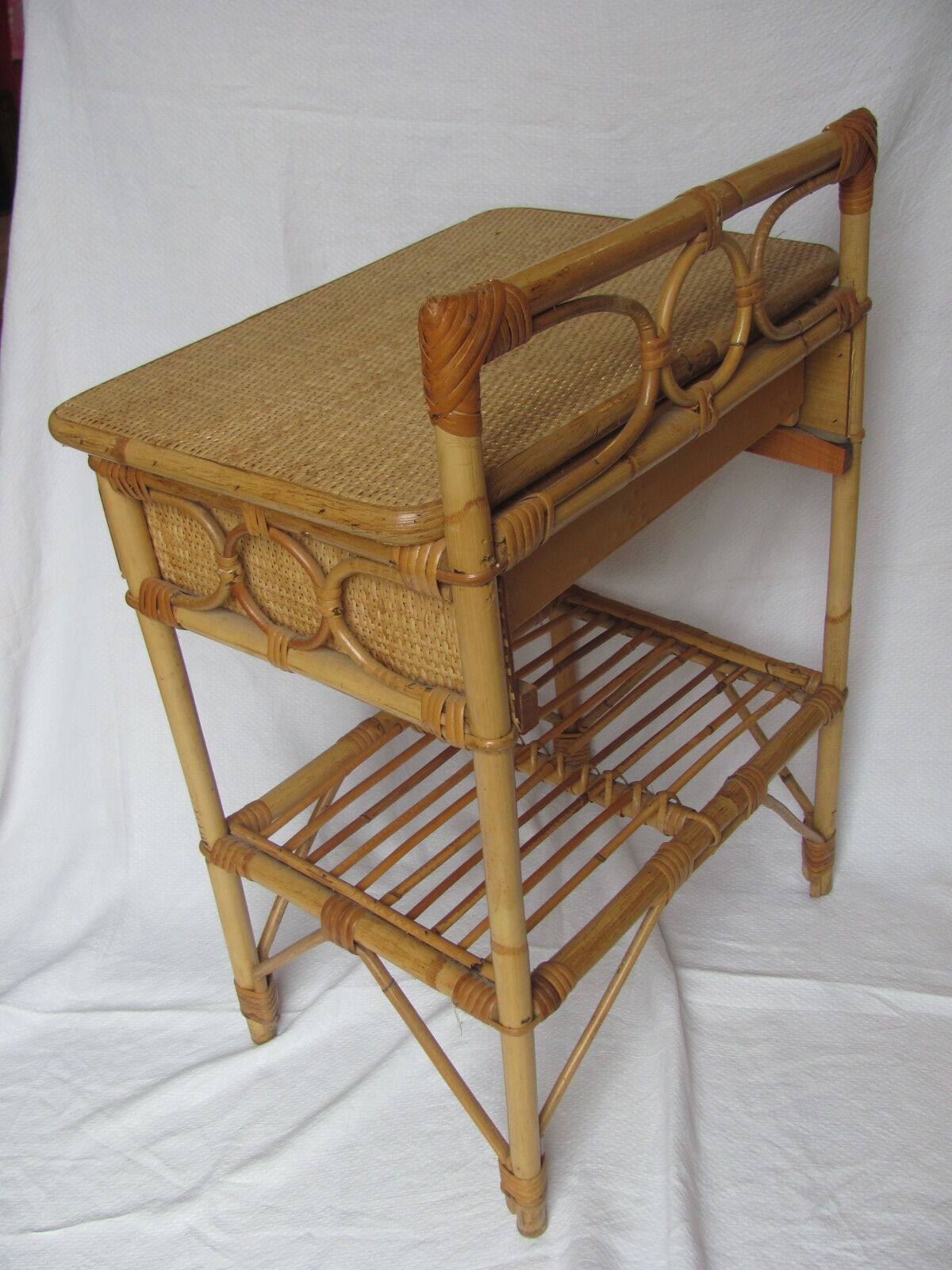 Bamboo with a drawer bedside - table years 70-