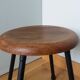 Wooden seat stool with metal legs
