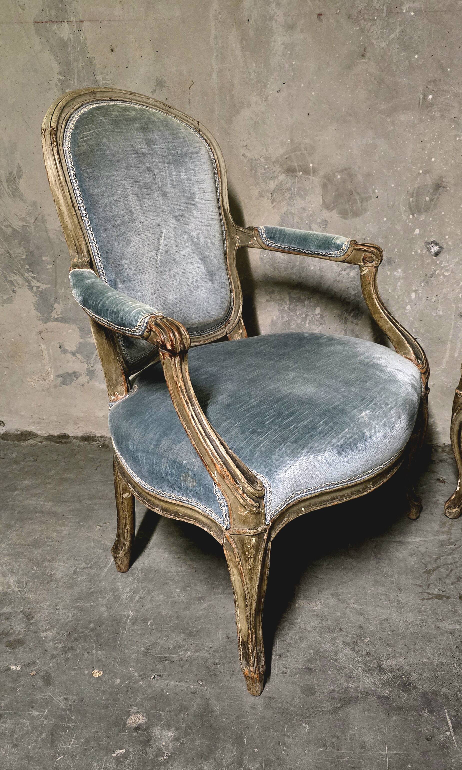 Pair of Louis XV cabriolet armchairs, 18th century