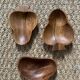 Trio of exotic wooden cups in the shape of beans and vintage clovers