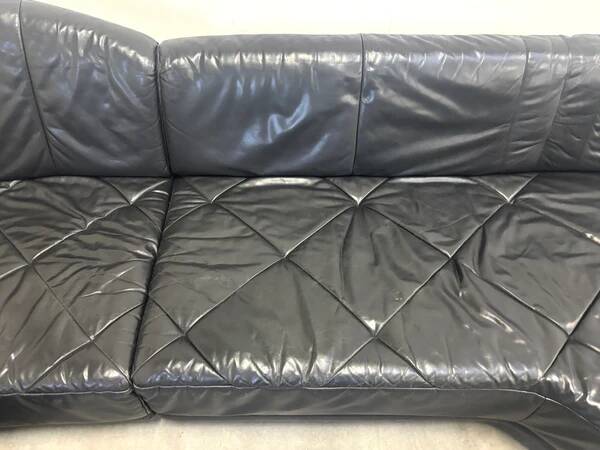 Canapé modulaire en cuir de mouton italien, design des années 1980