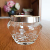 Salt and pepper shaker in chiseled glass and silver metal; Ancient French