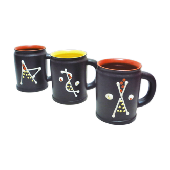 Three cups ceramic 50s André Baud