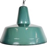 Large Industrial Petrol Enamel Factory Pendant Lamp, 1960s