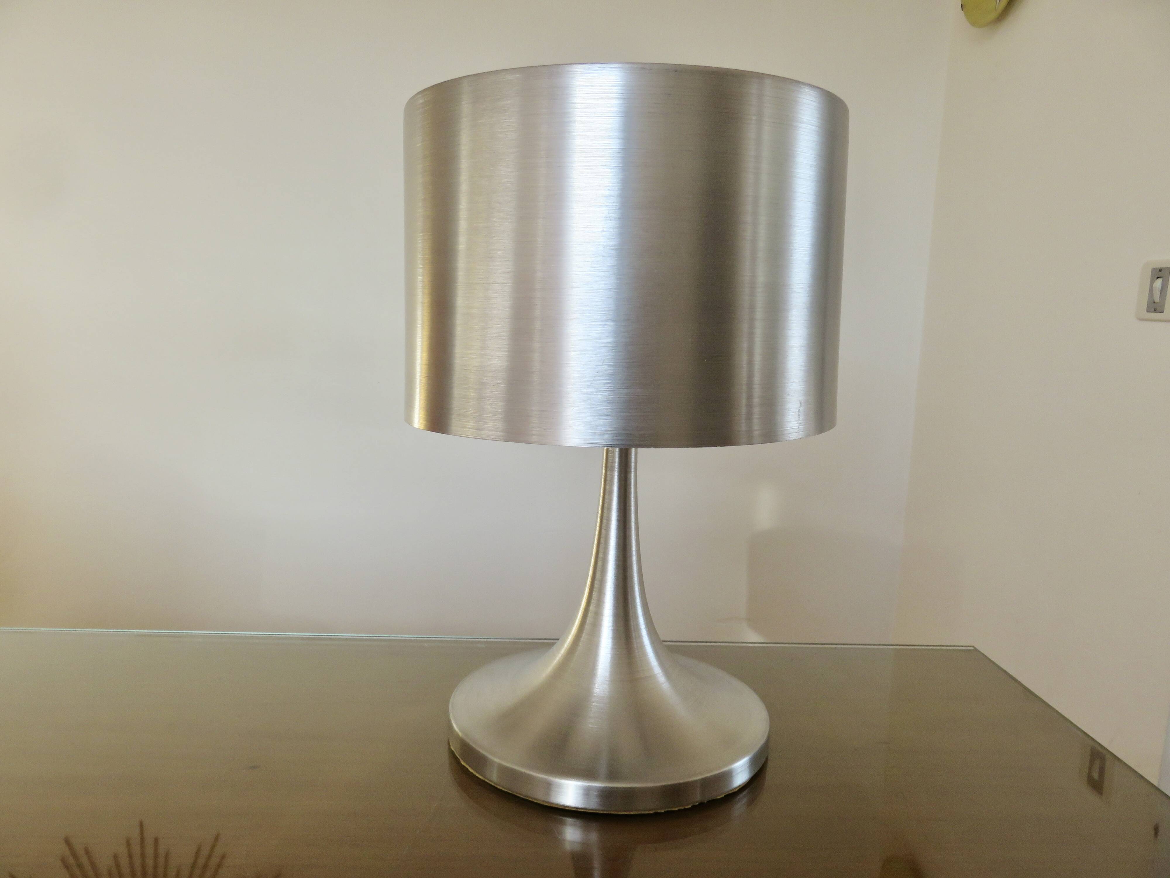 Brushed metal tulip floor lamp vintage 70s