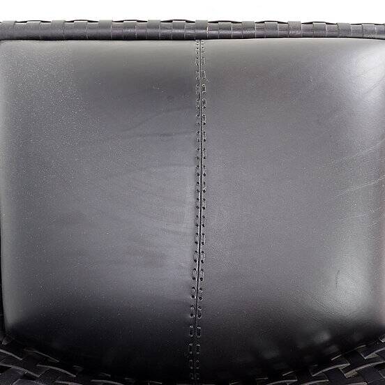 Pair of black woven leather lounge chairs