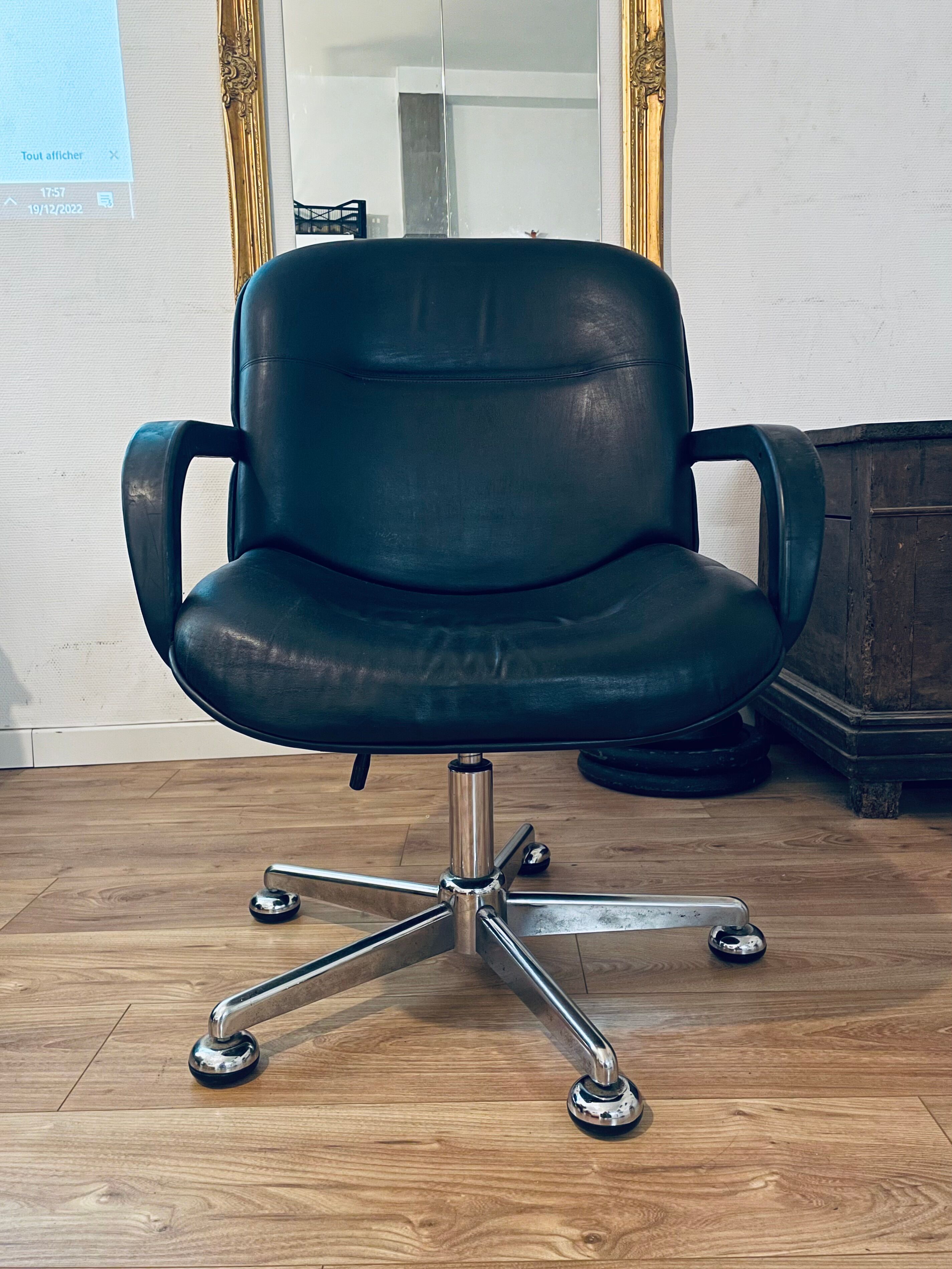 Vintage black leather armchair