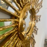 Mirror sun in gilded wood XXL facet mirror design year 60