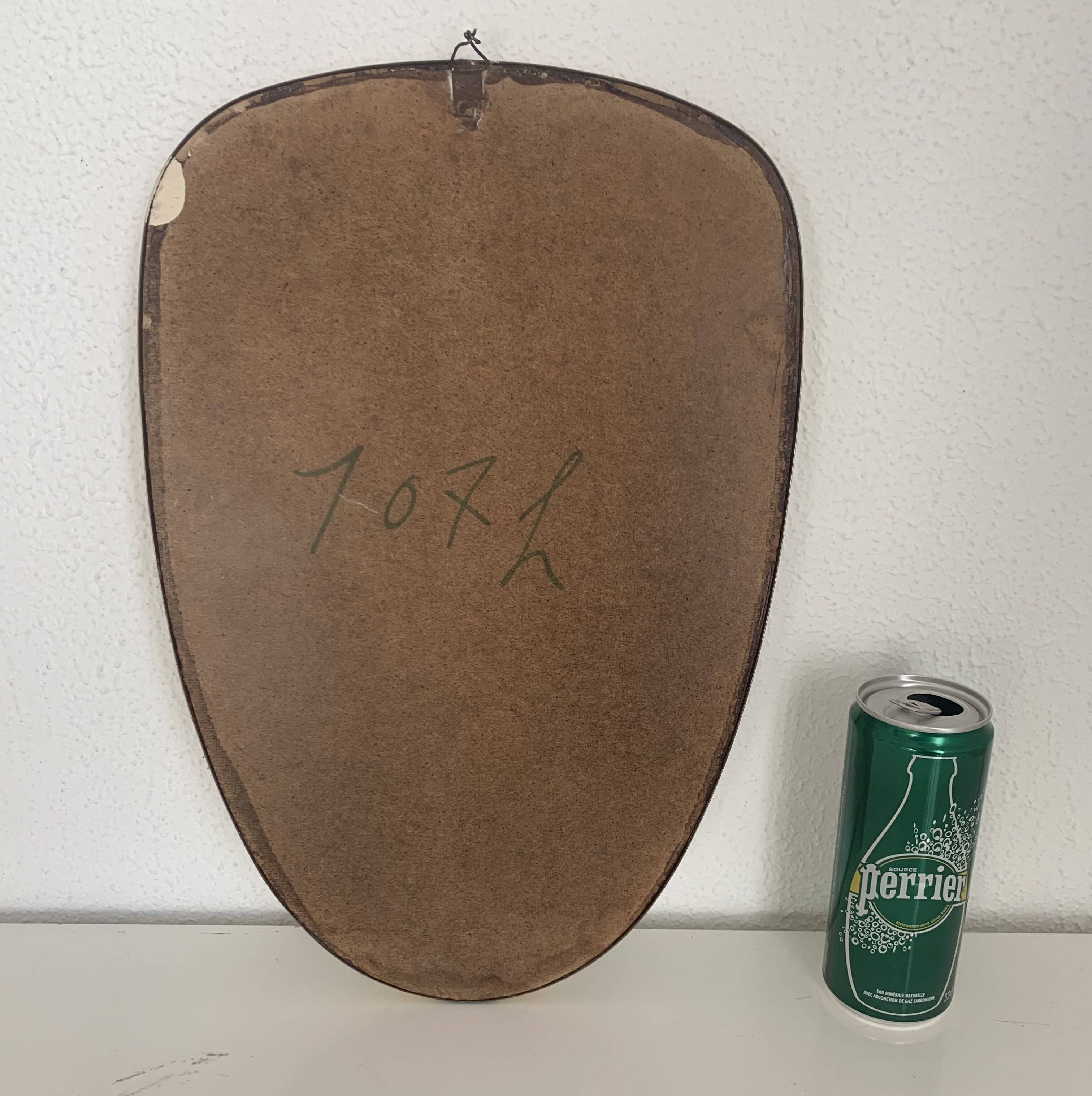 Vintage mirror 1960 free-form asymmetrical rearview mirror - 40 x 26 cm