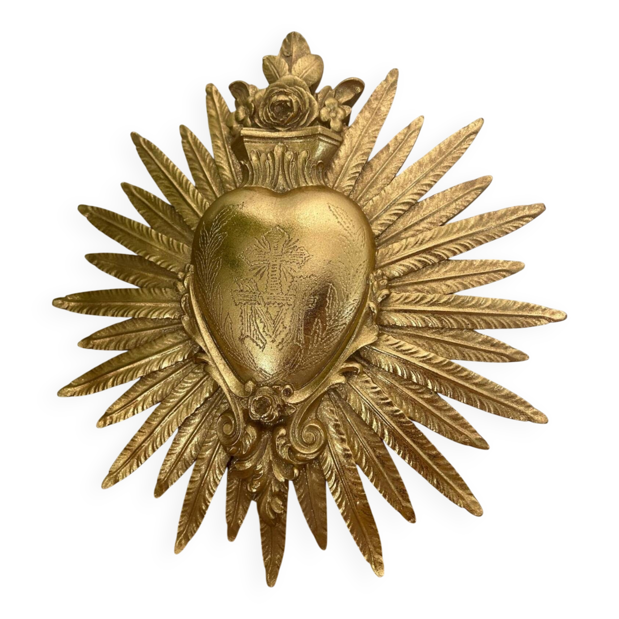 Large ex-voto Sacred Heart Gold
