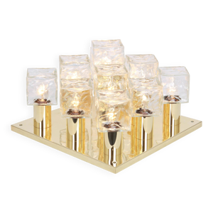 Grand plafonnier en verre - glace