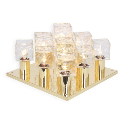 Grand plafonnier en verre de glace Murano par Kalmar, Autriche, années 1960