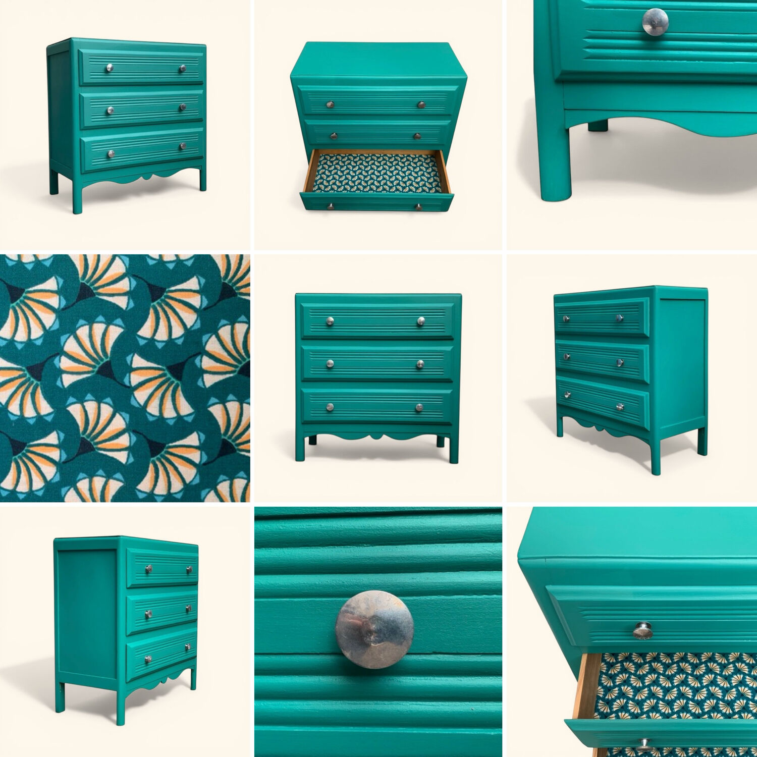 Commode art déco vert émeraude