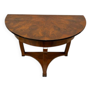 Console demi-lune Biedermeier - noyer