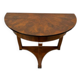Biedermeier Demi-Lune Console Table in Walnut Veneer & Maple, Austria, 1830s