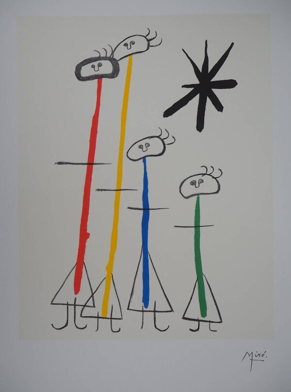 Joan MIRO : Famille surréaliste à l’étoile - Lithographie signée