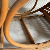 Rattan bottle holder, wood, vintage canework