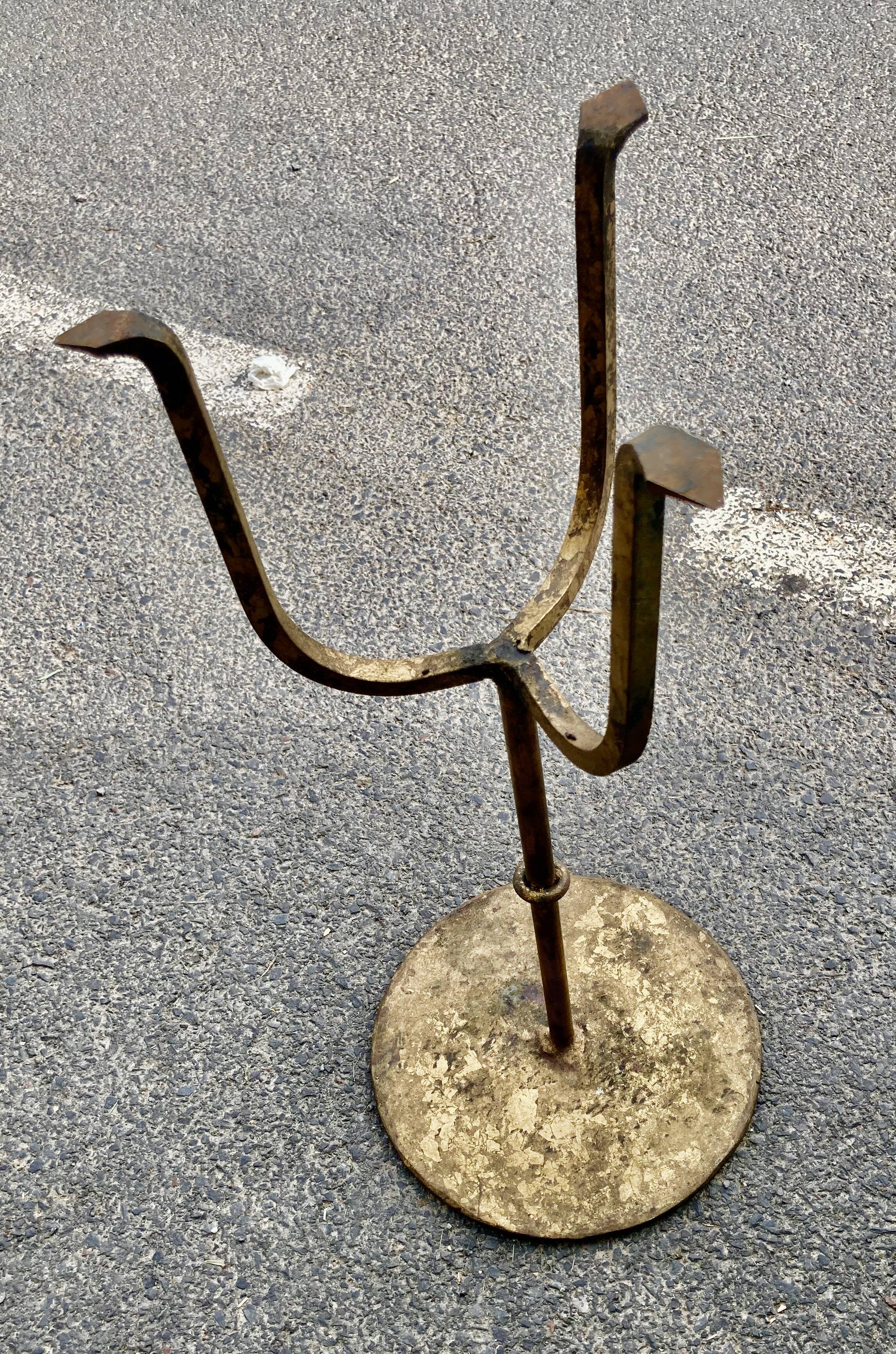 Henri POUENAT (1934-1987) Steel table or pedestal table with a golden patina