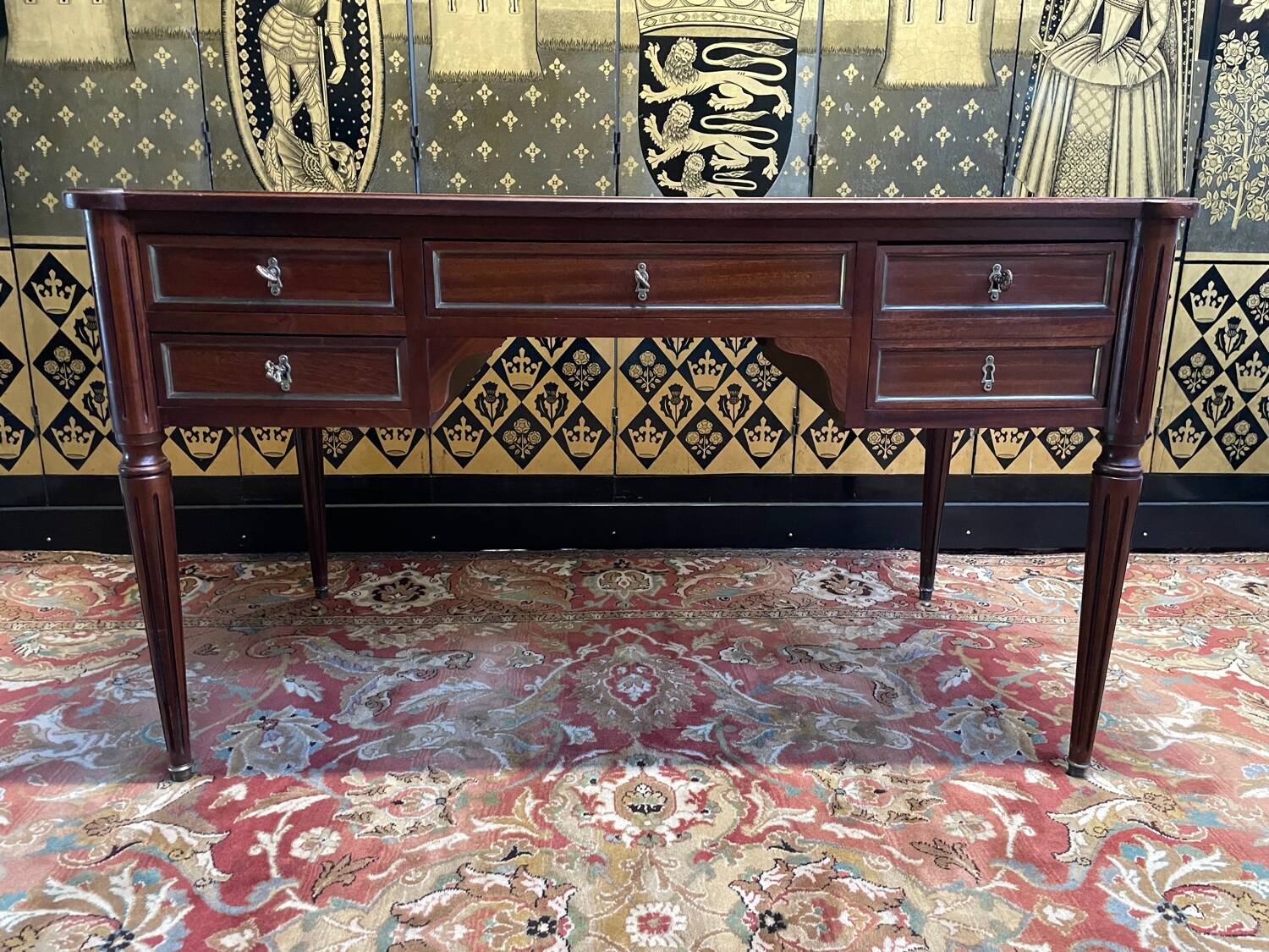 Louis XVI style mahogany flat desk