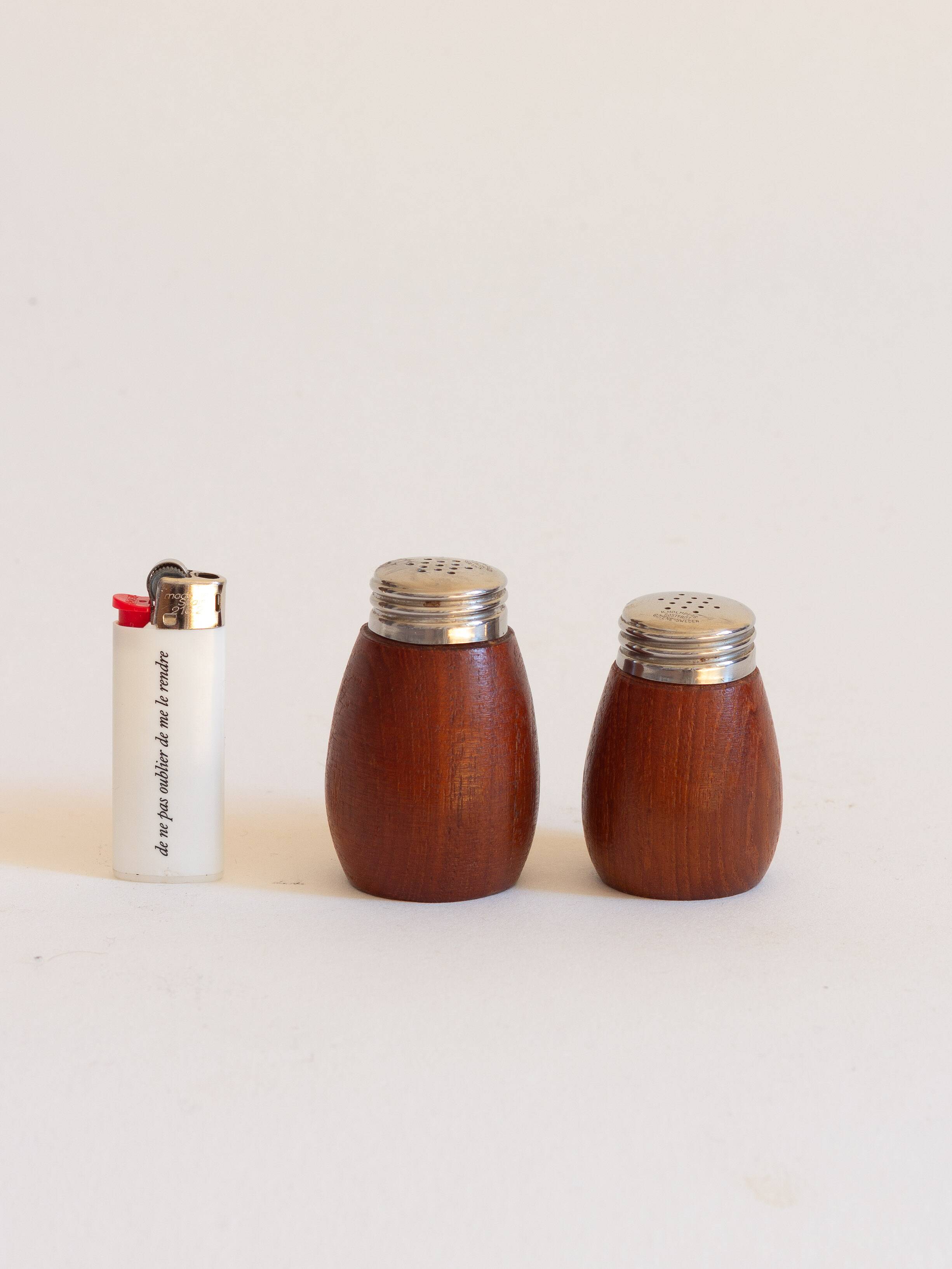 Teak salt and pepper shakers, Karl Holmberg, Gothenburg, Sweden, 1960s