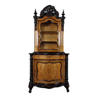 Antique Walnut Display Cabinet with Rich Details