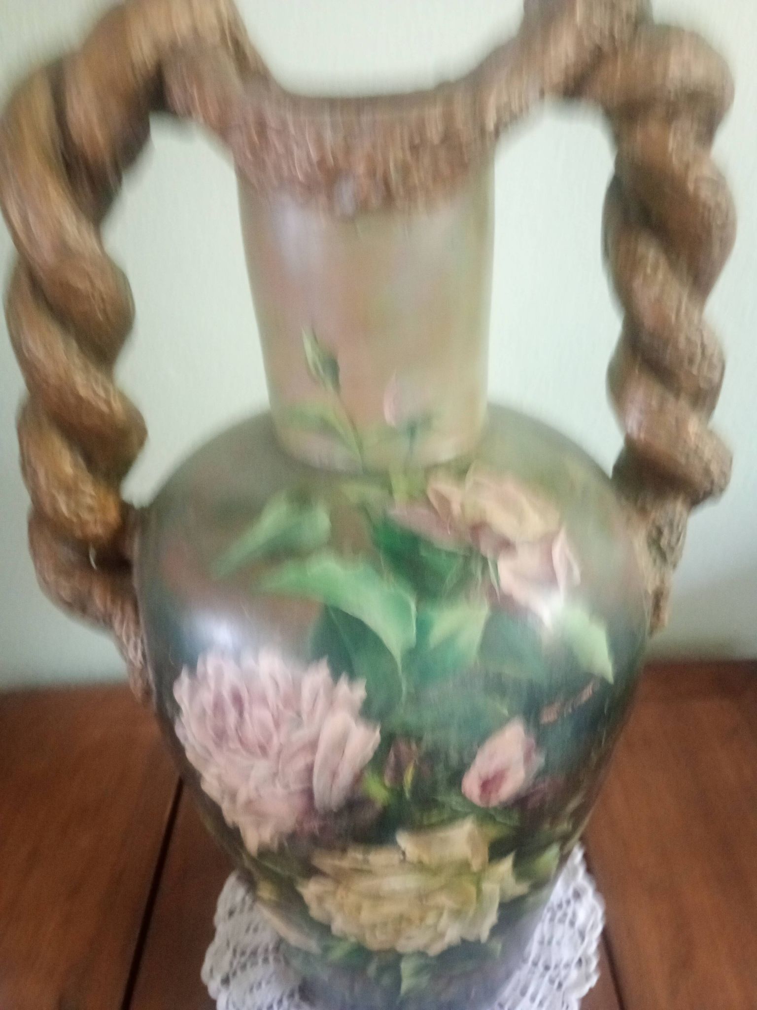 Double-handled vase with roses by Georges Weissenburger, École de Nancy.