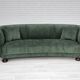 Années 1960, design danois, canapé 3 places "Banana" refait à neuf, velours vintage.